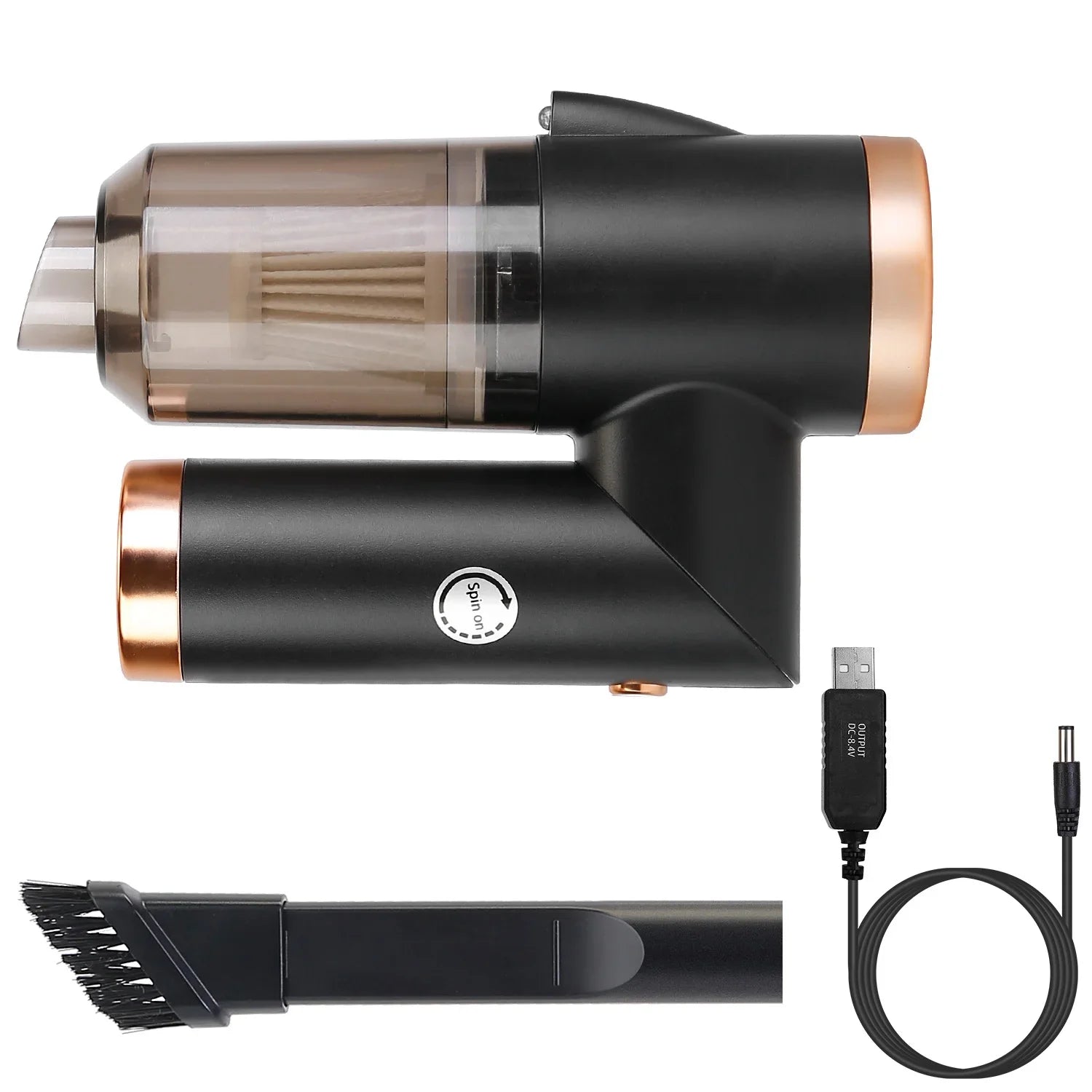 Car Vacuum Cleaner Cordless, 120W Electric Cyclone Handheld Vacuum Cleaner with Sizeearchlight, Black