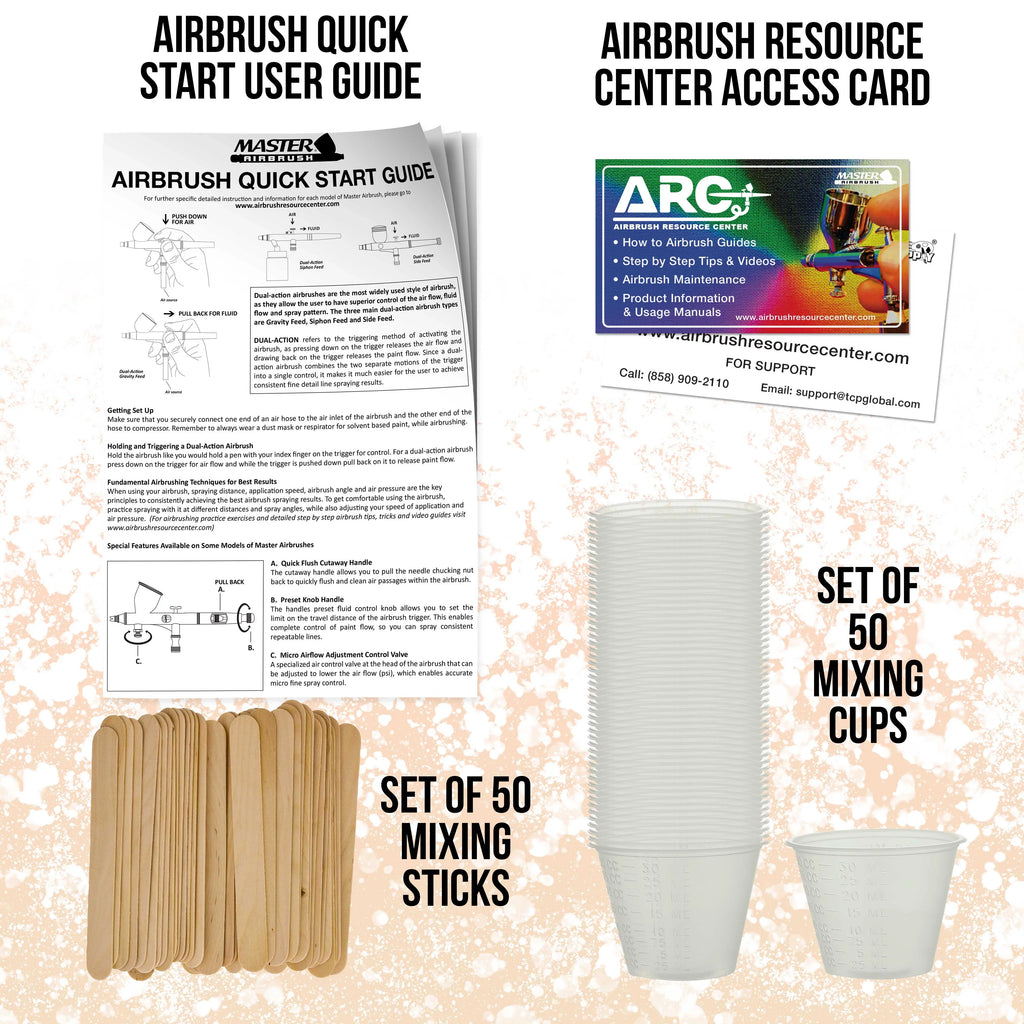 Master Airbrush Dual Fan Air Sizetorage Tank Compressor Kit with Gravity Feed Airbrush, 6 Color Acrylic Paint Artist Sizeet