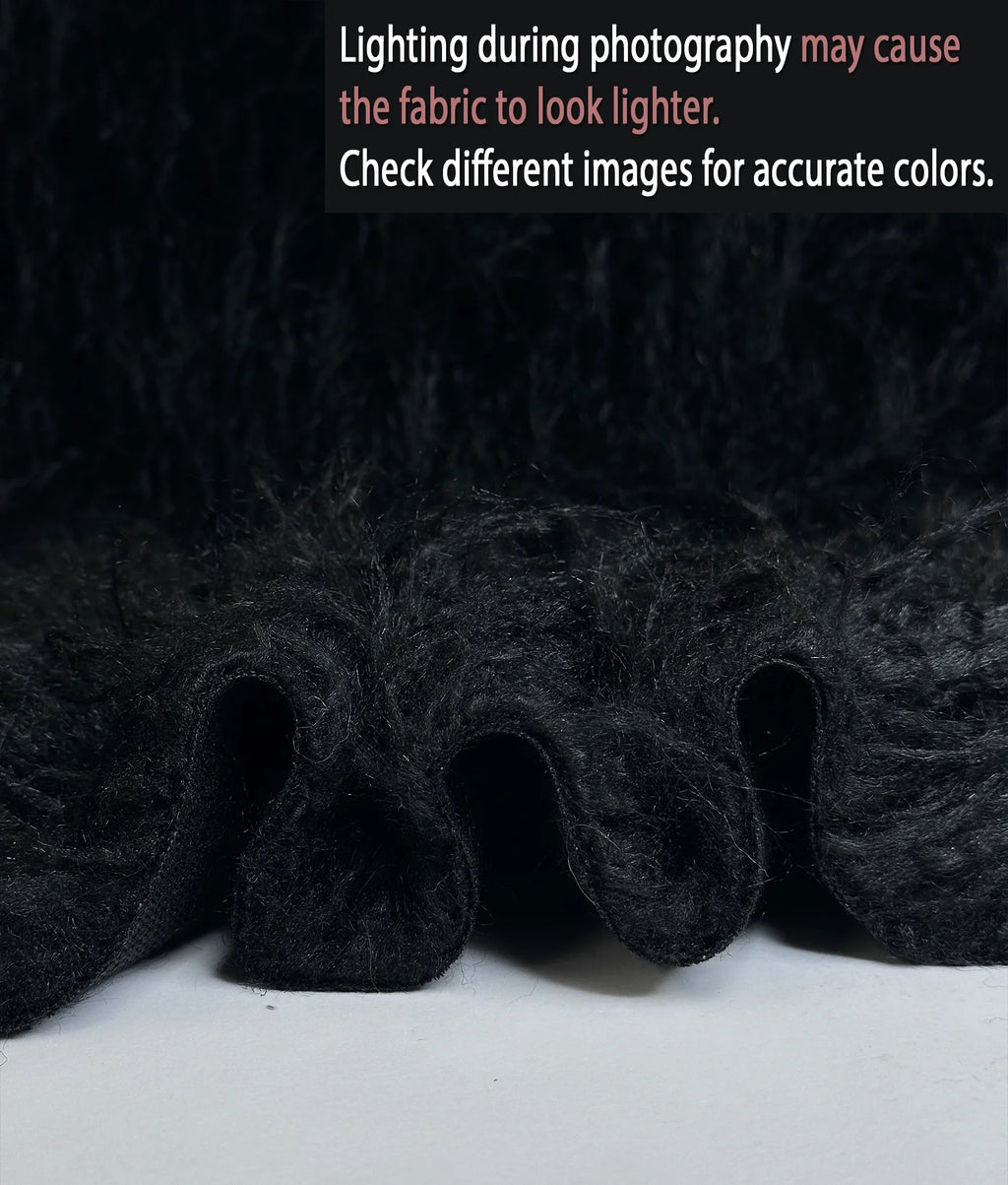 Faux Fake CURLY Yak FUR 3.5" LONG Pile Japanese Fire Retardant Yarn 2.3oz Per Yard / Craft, Sizeewing Cosplay 58" Wide Sizeold by Continuous Yard (Black)