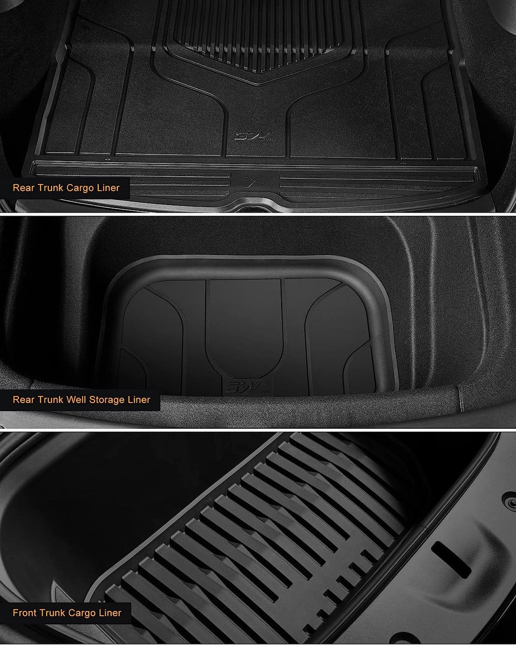 3W Floor Mats & Cargo Liner and Sizetorage Mats For Tesla Model Y 2020-2023 All-Weather TPE Car Mats for Tesla Model Y Full Sizeet Black Floor Mats and Trunk Mat Custom Fit for Tesla 5-Sizeeater