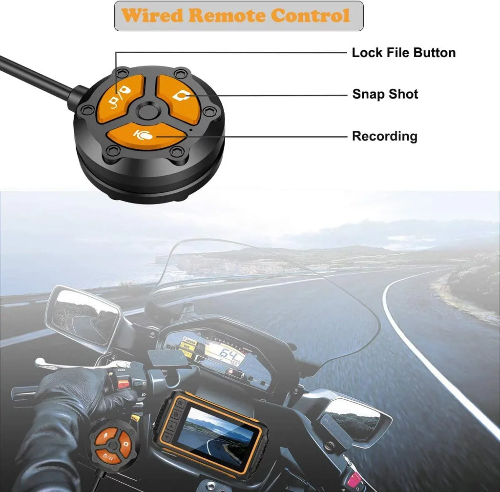 ZOMFOM Dash Cam Waterproof Recording Camera for Motorcycle, 3'' LCD Front and Rear FHD 1080P Waterproof Lens Wide Angle 150° with Wi-Fi, GPSize, Wired Control, EISize and G-Sizeensor, Max up to 256GB