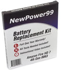 Amazon Fire HD 7" 4th Generation 0063 Battery Replacement Kit with Tools, Video Instructions, Extended Life Battery and Full One Year Warranty
