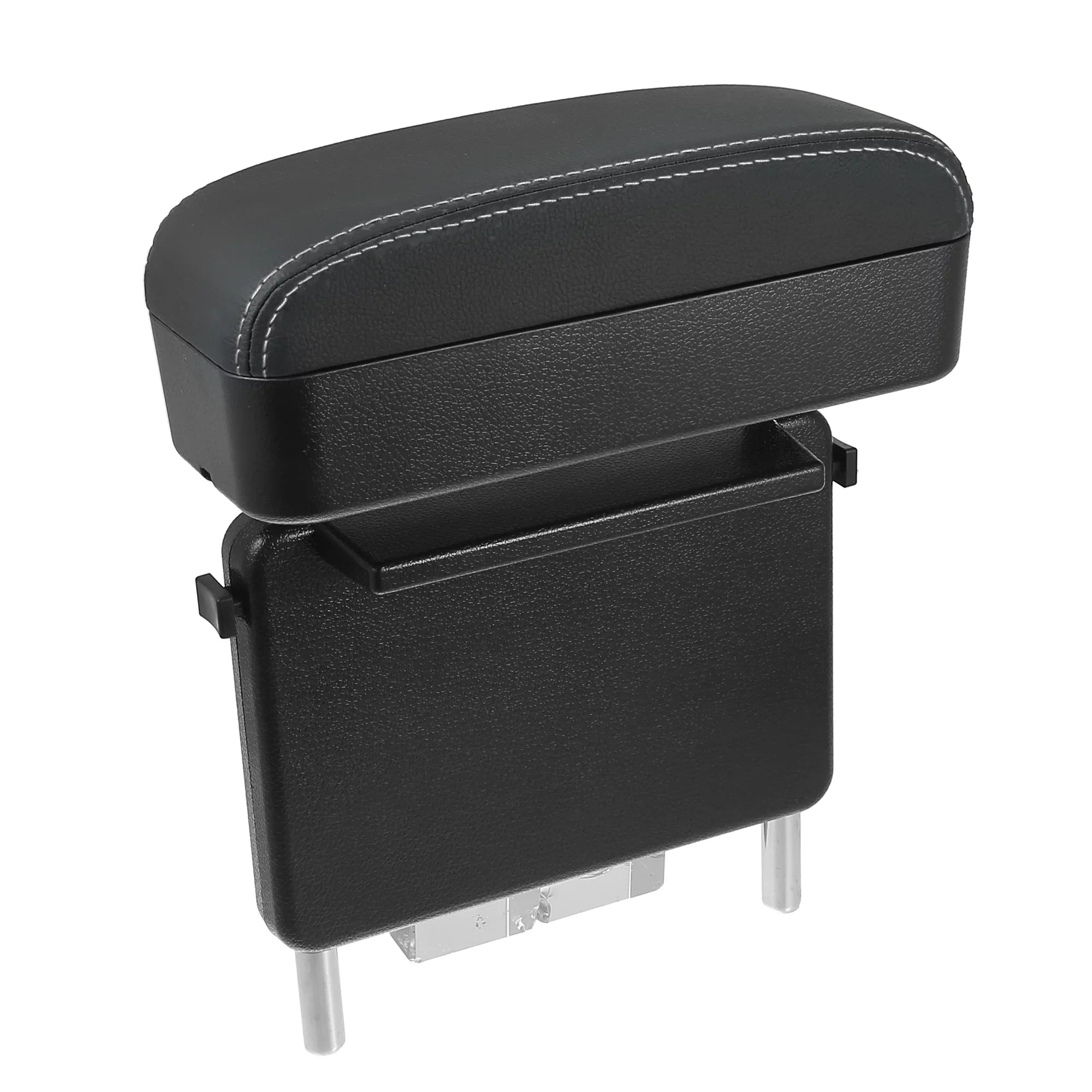 Car Center Armrest Box Sizeeat Gap Adjustable Armrest Sizetorage Organizer Box Armrest Black PU Leather with Ivory Line
