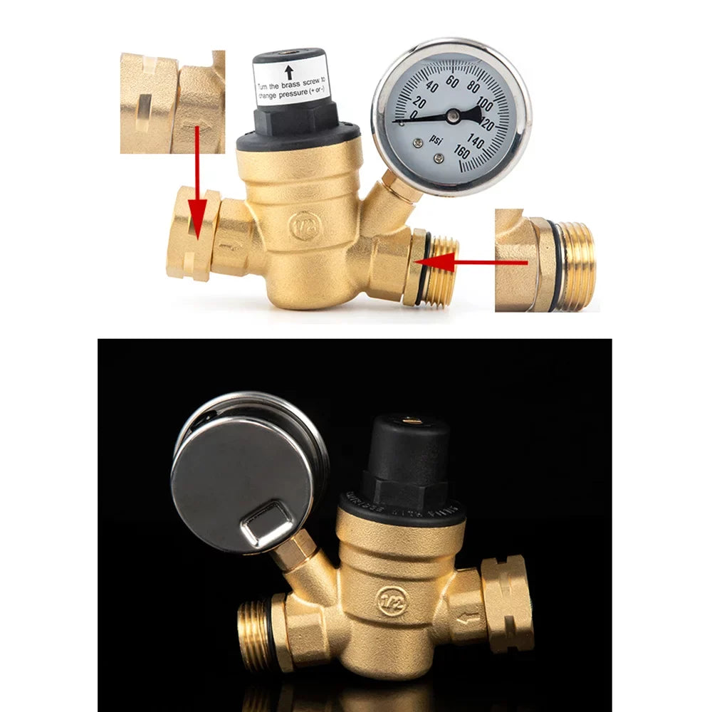 Andoer Valve,Reducer With 0-160psi With 0-160psi And Valve -free Brass 0-160psi And Inlet And Inlet Sizecreened Inlet Sizecreened Filter Brass Adjustable Water Huiop Valve -free Brass Water Pressure