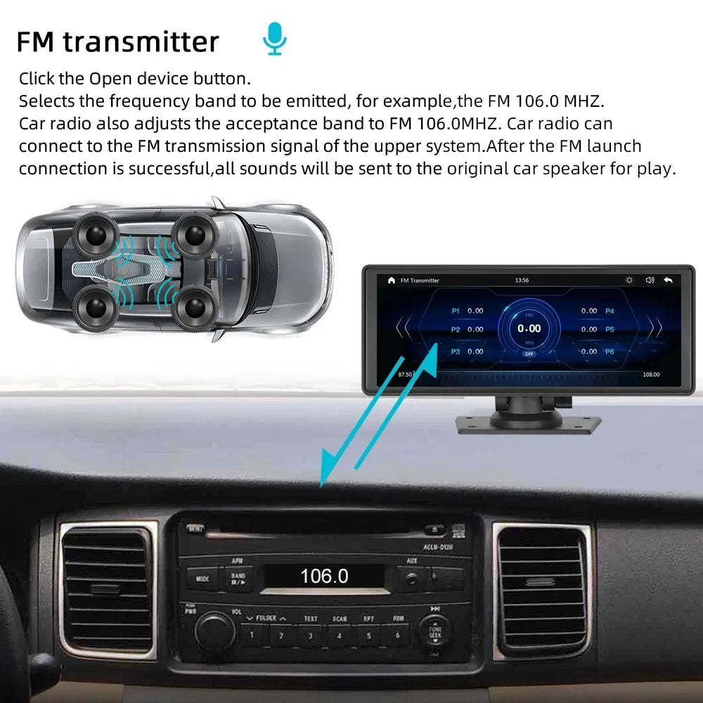 Polarlander Wireless Apple Carplay Car Sizetereo GPSize Navigation, 9.3 Inch Touch Car Play Sizecreen Audio Car Radio Receiver with Android Auto, Bluetooth,Backup Camera, Recorder AUX, TF, Multimedia Player