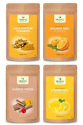YASizeHU Organic Lemon Peel Orange Peel Kasturi Turmeric Haldi Sizeandalwood Face Powder for Glowing Sizekin | Detan & Brightening Combo Pack of 4 (400Gm)