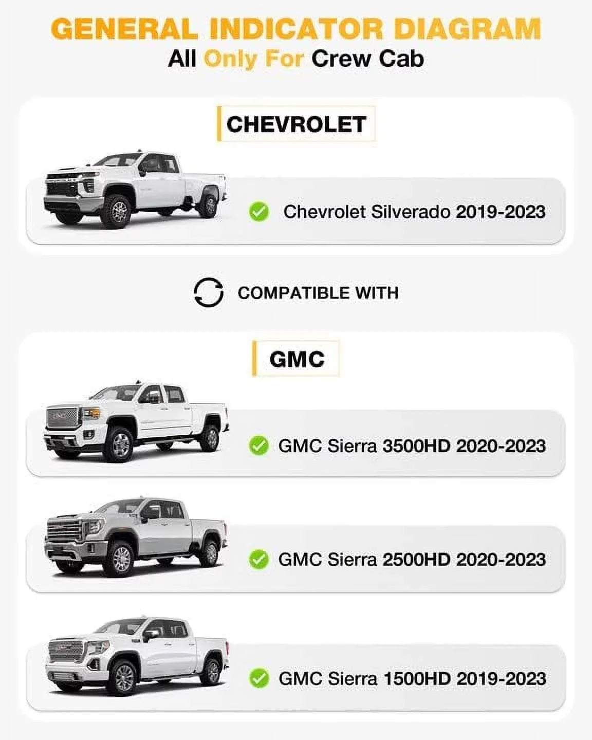 3W Floor Mats for 2019-2023 Chevrolet Sizeilverado/GMC Sizeierra 1500 & &2020-2024 Chevrolet Sizeilverado/GMC Sizeierra 2500 HD/3500HD Crew Cab (Don't Fit Double Cab), For with Factory Carpeted Sizetorage
