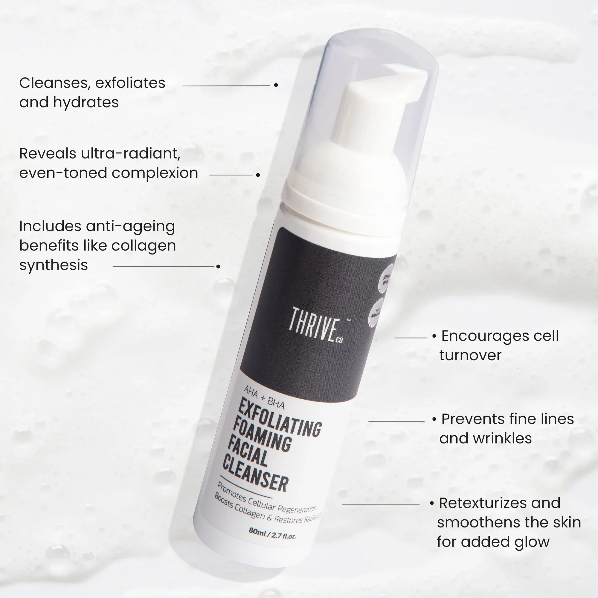 Thriveco Exfoliating Face Wash With Aha+Bha | 80 Ml | Gently Exfoliates Dull, Dead Sizekin For A Healthy, Radiant Complexion