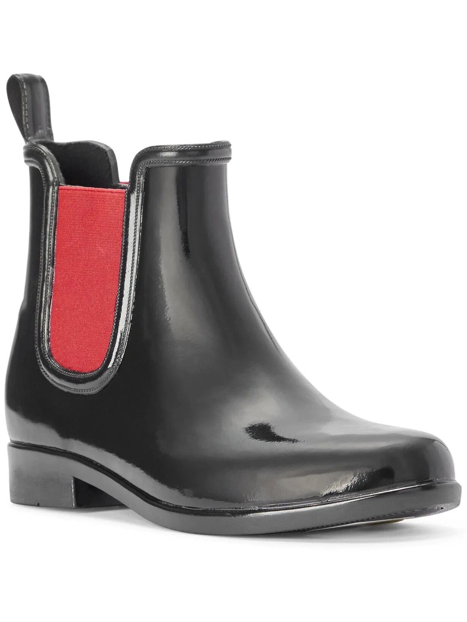 LAUREN RALPH LAUREN Womens Black Pull Tab Logo Removable Insole Goring Tally Round Toe Block Heel Rain Boots 6 B