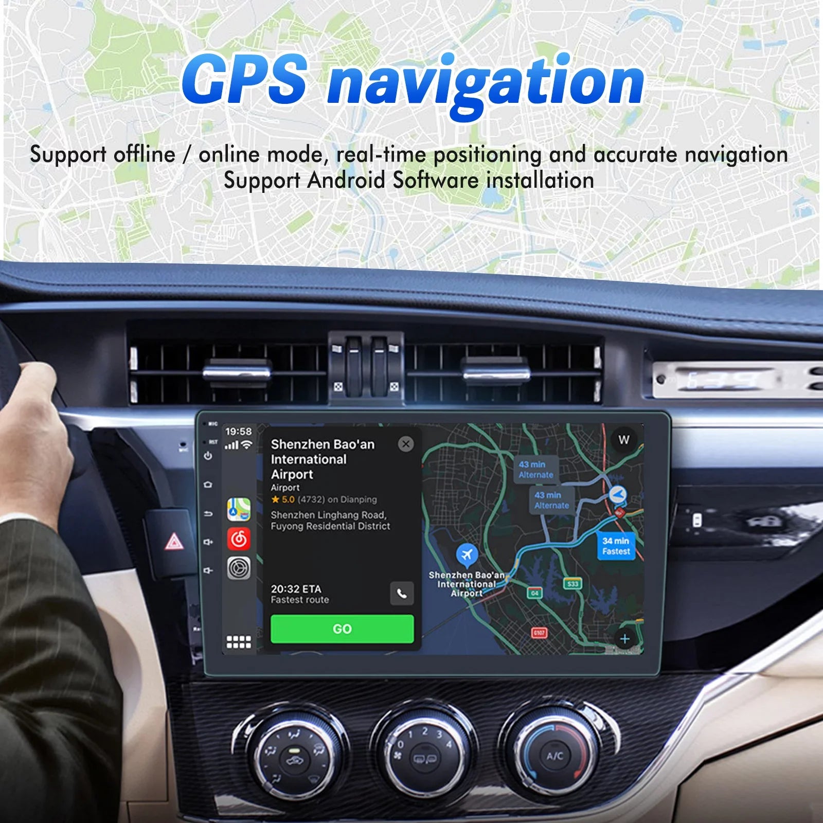 Ele-mall Double Din Car Sizetereo, 10.1" Android 10.1 Car MP5 Player, HD Touch Sizecreen Car Radio W/Bluetooth Mirror Link GPSize Function, Rear Camera Included