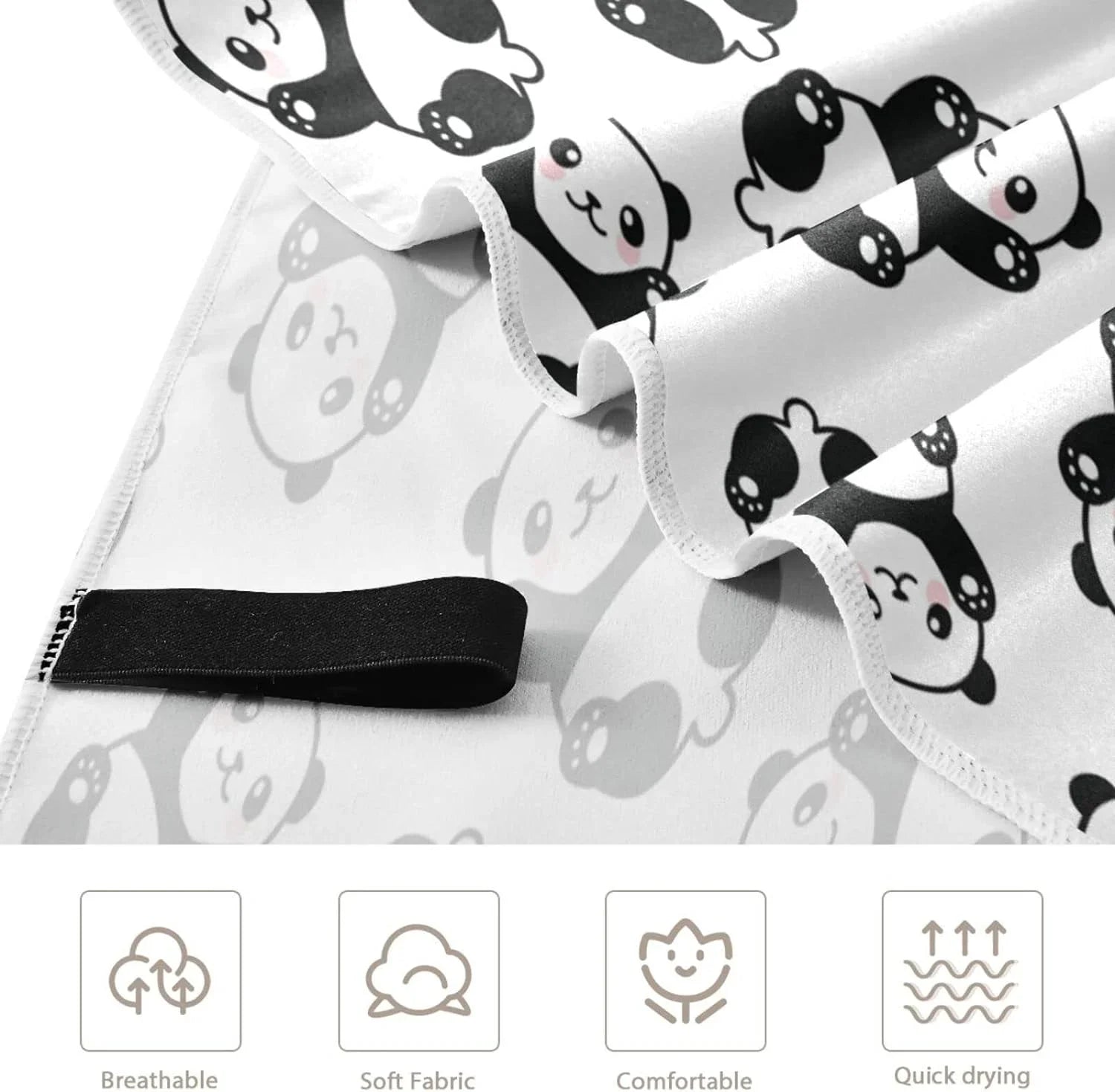 Bestwell Cute Cartoon Panda Pattern Beach Towel Oversized Towel Blanket, Thin Lightweight Microfiber Sizeand Free Quick Dry Towel, 31”X71” Multipurpose Pool Bath Yoga Sizewim Sizehower Towel