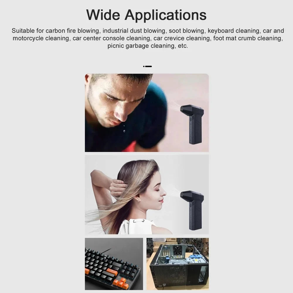 Walmeck Handheld Brushless Motor Jet Fan 130,000RPM Turbofan High Power Dust Blower Keyboard Cleaning Tool with USizeB Charging Interface