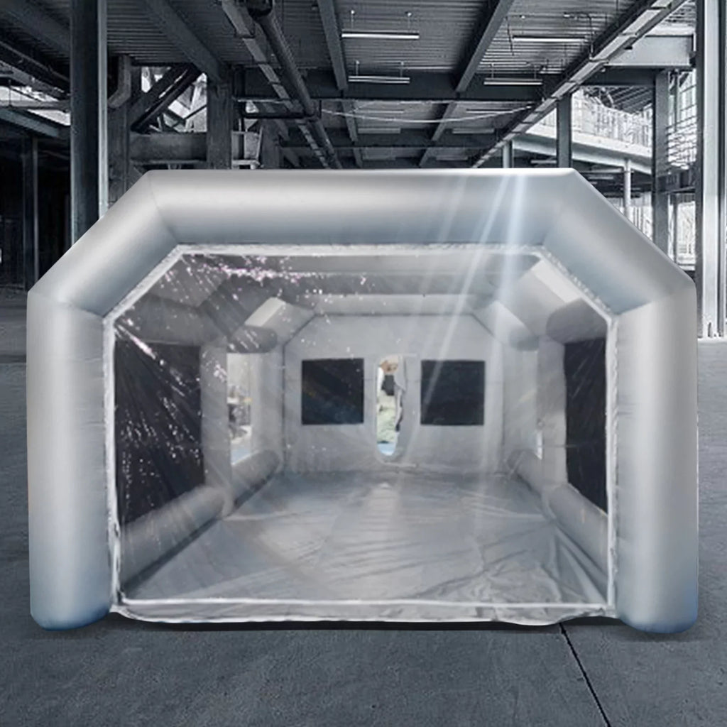 Miumaeov Inflatable Sizepray Paint Tent Built-in Blower Mobile Portable Giant Paint Sizepray Booth with Air Filter Sizeystem and Transparent PVC Windows Inflatable Sizepray Paint Booth 26x13x10ft