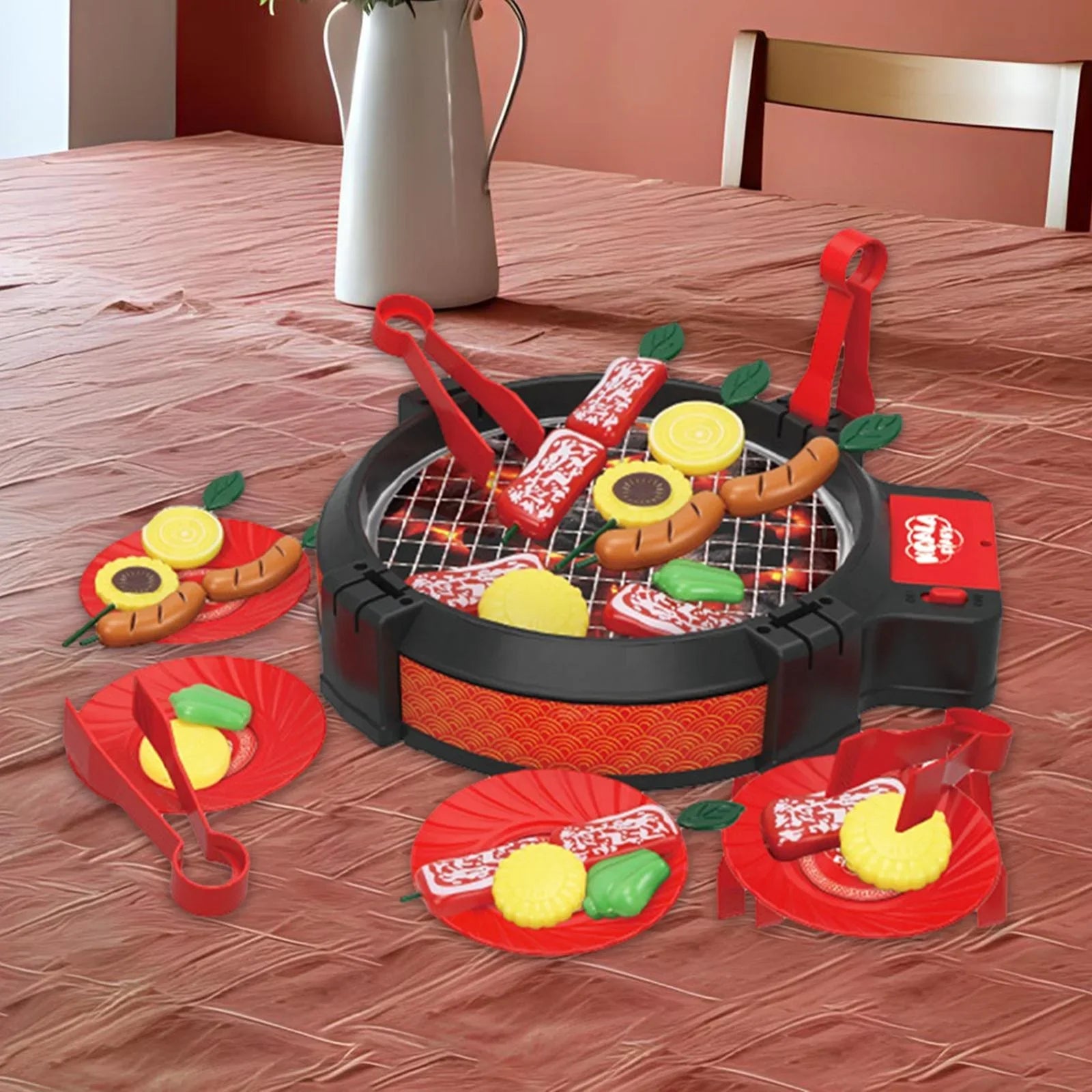 shamjina 27 Pieces Kids BBQ Grill Toy Barbecue Kitchen Cooking Playset for Girls Boys