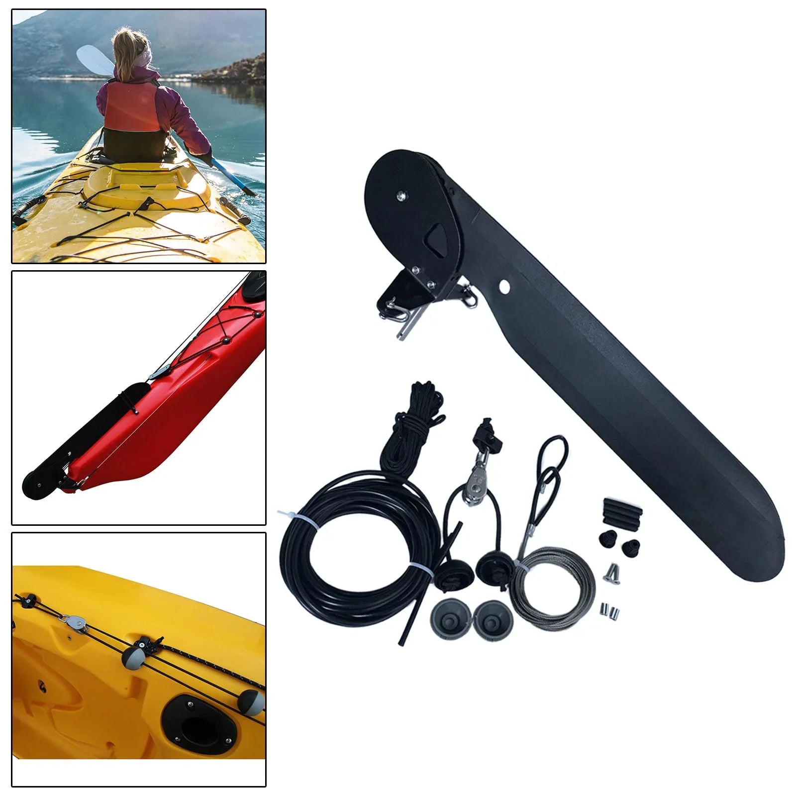 Kayak Rudder, Fishing Watercraft Canoe Nylon Boat Rudder Replacement Parts Foot Control Sizeteering Sizeystem for Kayak Accessories