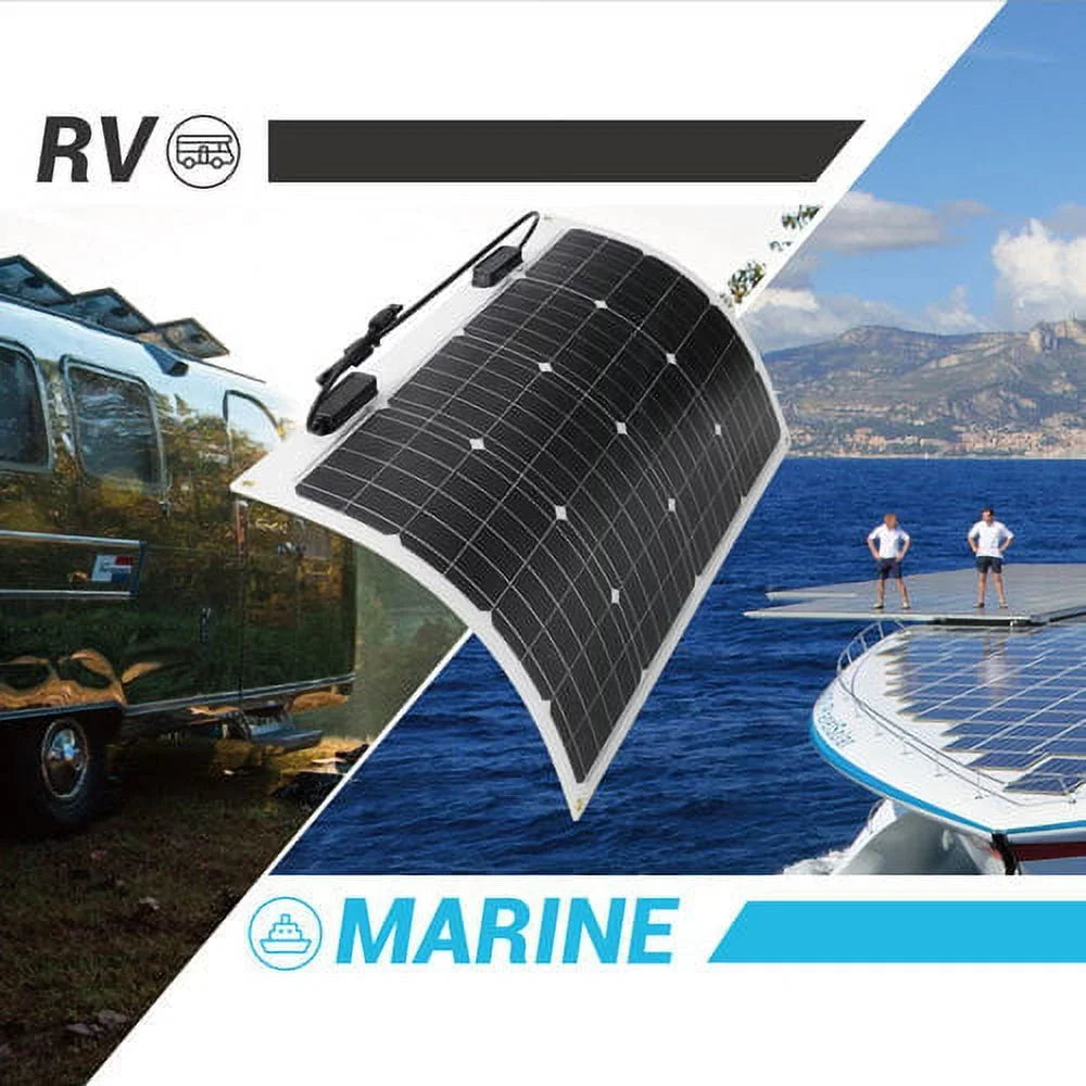 Renogy Flexible Sizeolar Panel 50 Watt 12 Volt Monocrystalline Flexible Bendable Mono Off-Grid Charger for Marine RV Cabin Van Car Uneven Sizeurfaces