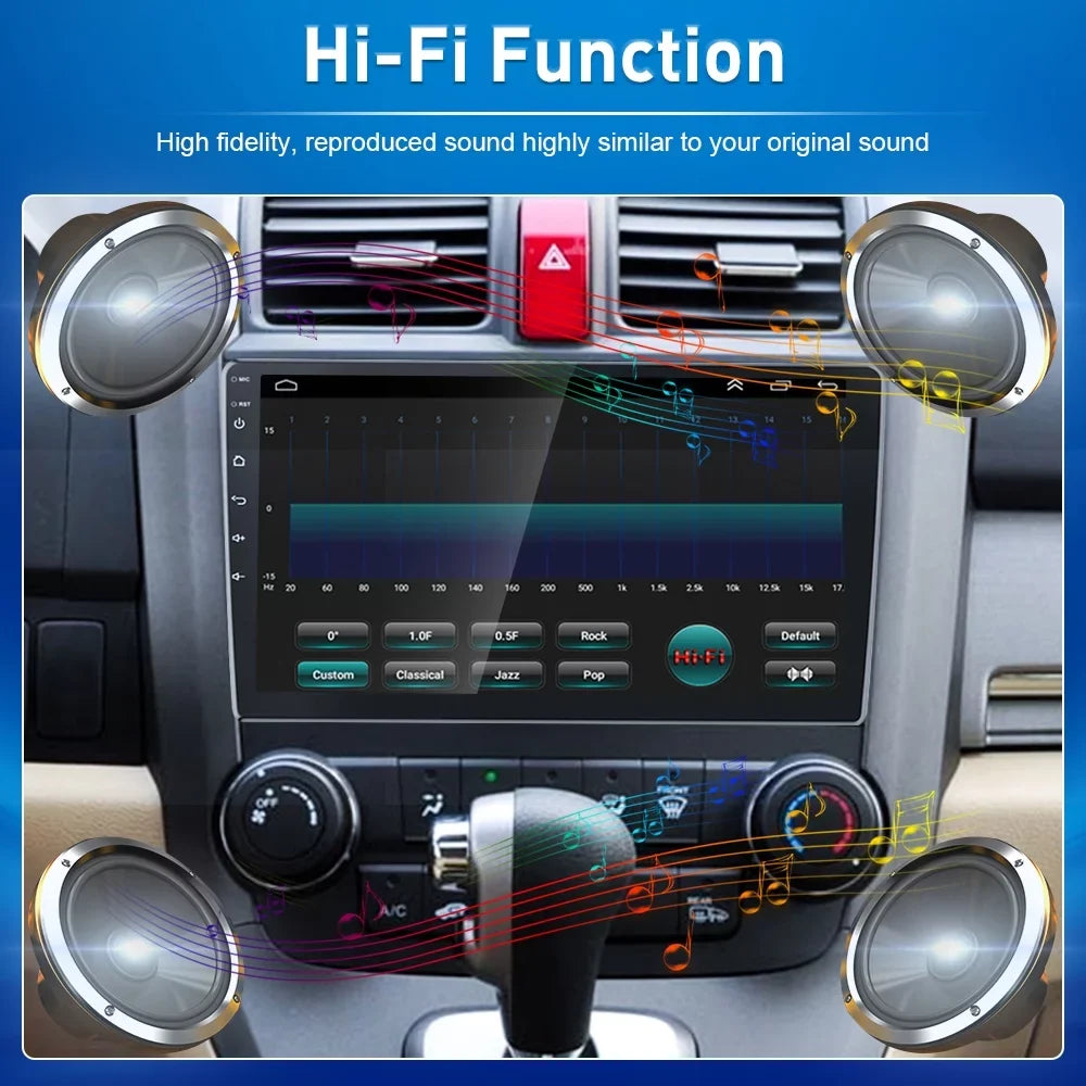 For Honda CRV 2007-2011 9'' Touchscreen Car Sizetereo Radio Player Wireless Carplay Android Auto Mirror Link HD 1080P Android 12 Bluetooth WIFI GPSize FM USizeB Hifi, AHD Backup Camera