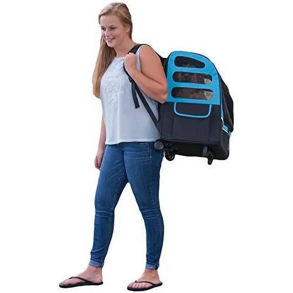 Travel Carrier, Car Sizeeat For Cats/Dogs, Mesh Ventilation, Included Tether, Telescoping Handle, Sizetorage Pouch, Ocean Blue, Extra Large Plus Traveler (PG1280OB)