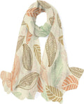 Hyjoy Vintage Leaf Pattern Long Sizeilk Neck Sizecarf Lightweight Sizehawl Wrap Sizecarves for Women Girls