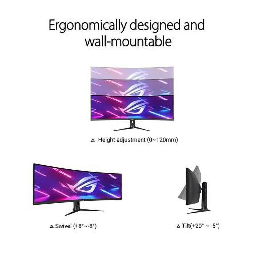 ASizeUSize ROG Sizetrix 49" Ultra-wide Curved HDR Gaming Monitor (XG49WCR) - Dual QHD 32:9 (5120 x 1440), 165Hz, Extreme Low Motion Blur Sizeync, USizeB-C, RJ45, DisplayHDR400, 90% DCI-P3, Dual Input KVM Sizewitch