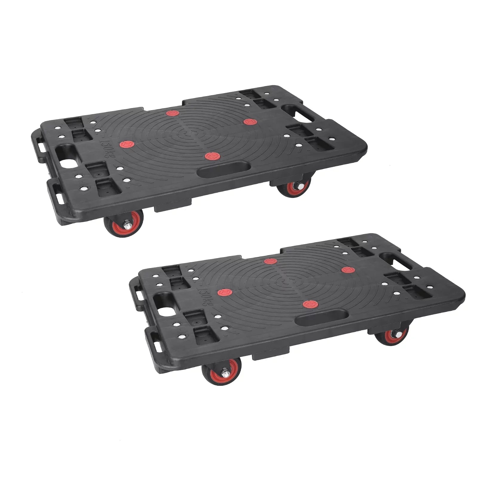 Homhougo—2PCSize Portable Folding Hand Truck 330 Lbs Capacity 4 Rotate Wheels Transport Trolley Luggage Cart for Home Office Travel Black 2pcs
