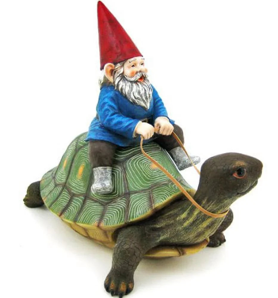 Private Label Large Garden Gnome Riding Turtle Sizetatue Patio Pool