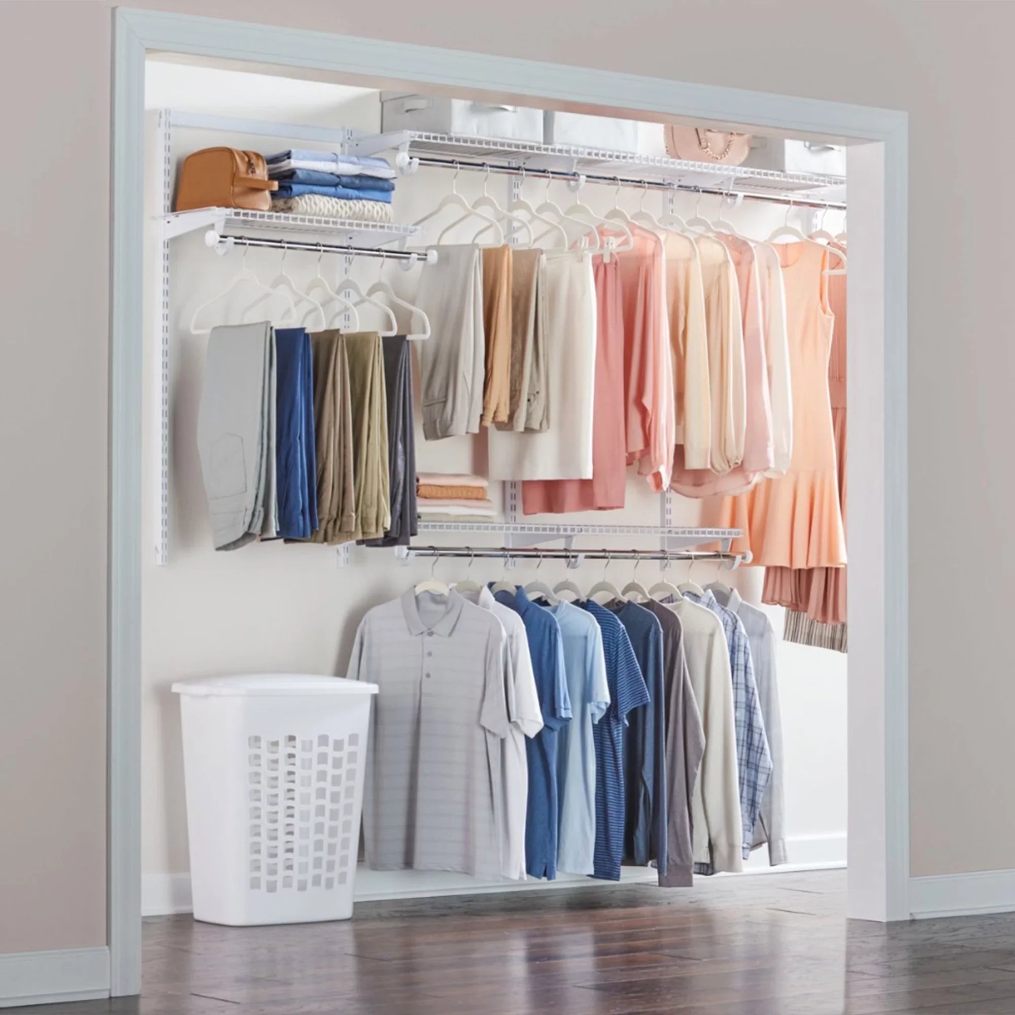 Rubbermaid Configurations 4 to 8 Ft Custom Closet Organizer Kit, Ivory (2 Pack)