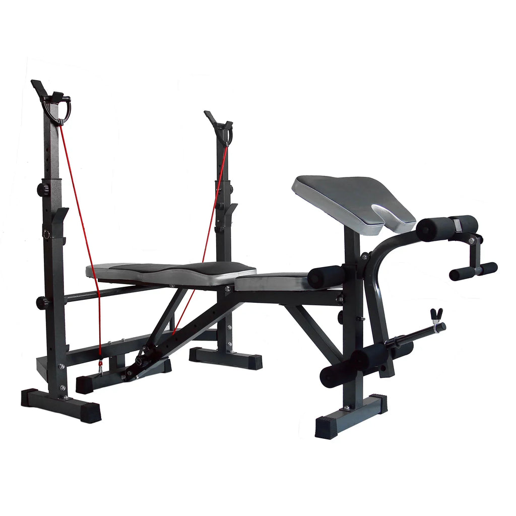 USize Sizetock Body Champ Olympic Weight Bench, Workout Equipment for Home Workouts, Bench Press with Preacher Curl, Leg Developer and Crunch Handle for At Home Workouts