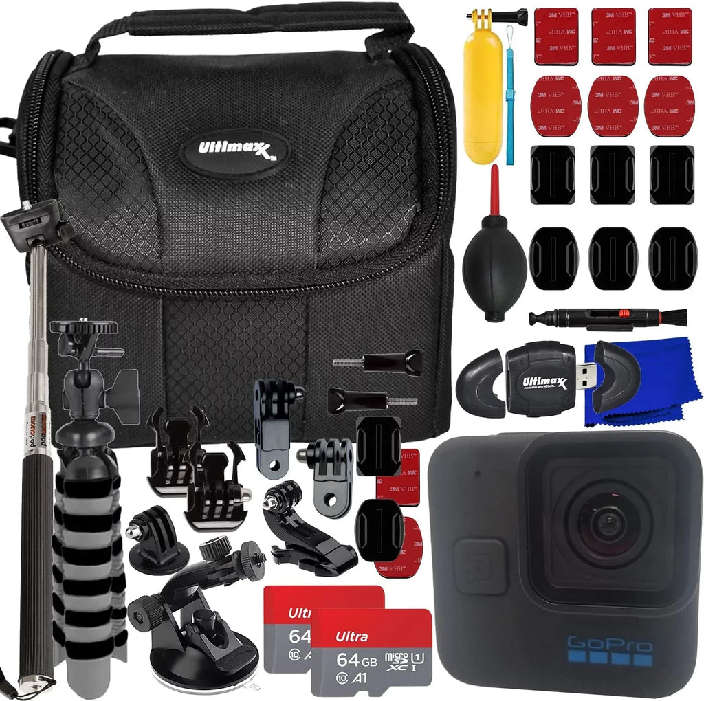 GoPro HERO11 Black Mini Hero 11 Mega Accessory Kit w Monopod Tripod 64GB Bundle
