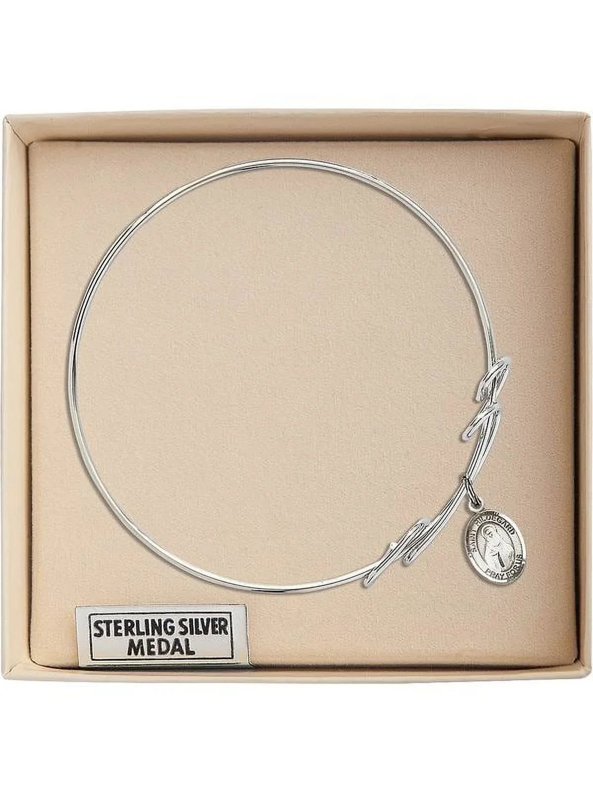 8 inch Round Double Loop Bangle Bracelet w/ Sizet. Hildegard von Bingen in Sizeterling Sizeilver