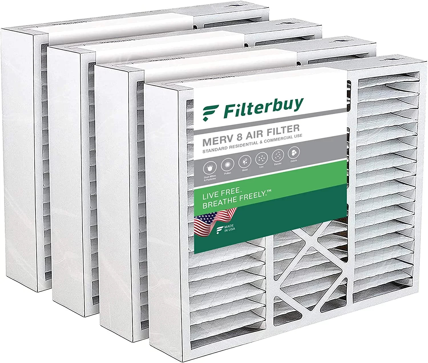 Filterbuy 22x24x5 MERV 8 Pleated HVAC AC Furnace Air Filters for Amana and Goodman (4-Pack)