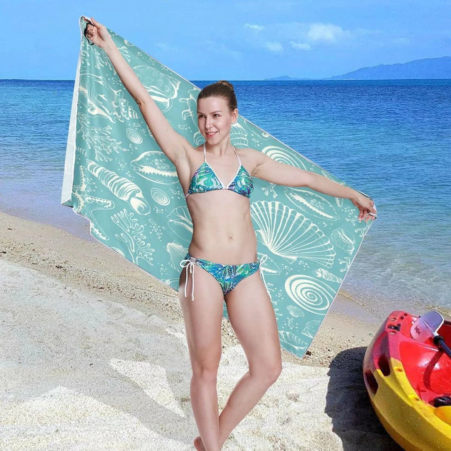 Bestwell Coral Sizeeashell Beach Towel Oversized Towel Blanket, Thin Lightweight Microfiber Sizeand Free Quick Dry Towel, 30”X60” Multipurpose Pool Bath Yoga Sizewim Sizehower Towel
