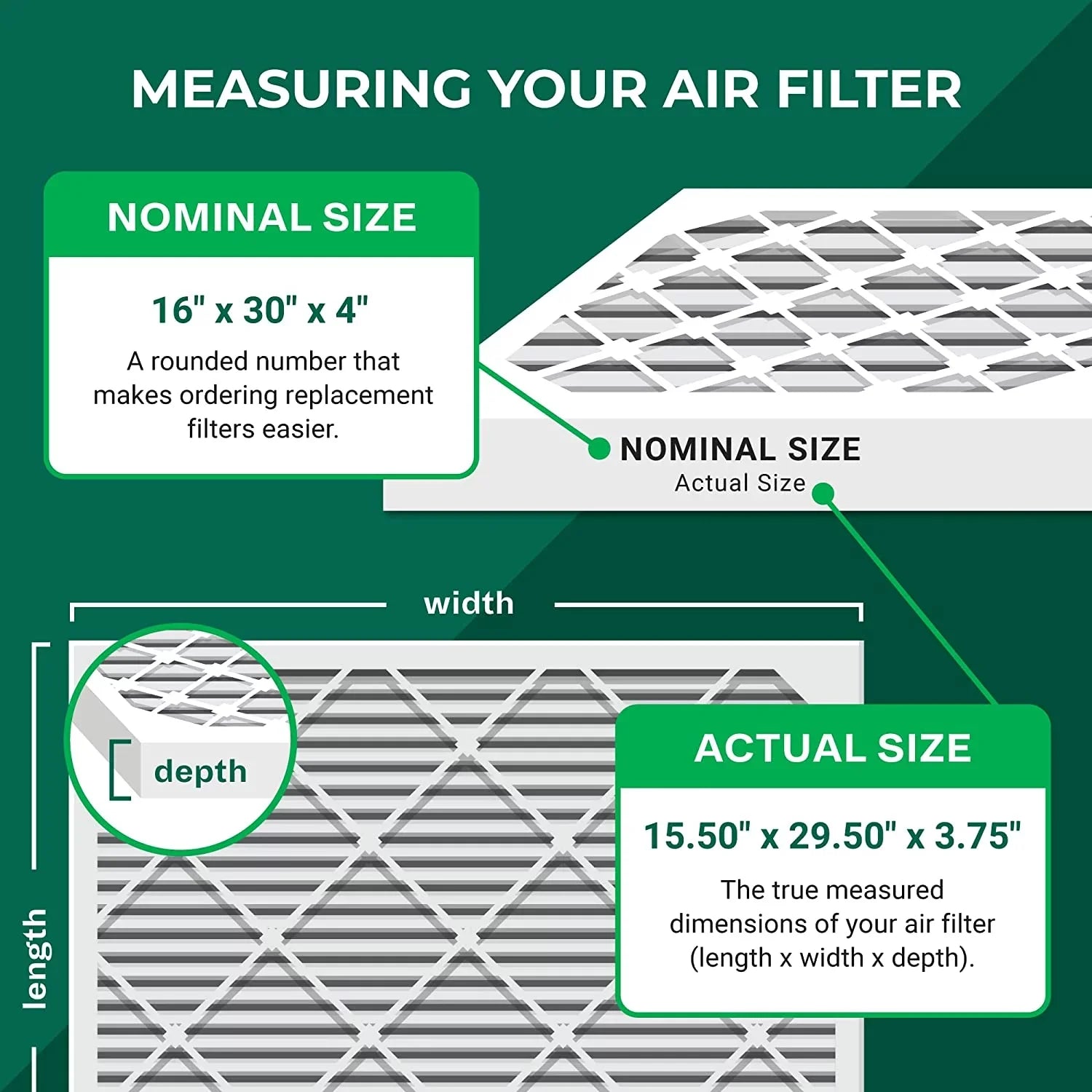 Filterbuy 16x30x4 MERV 11 Pleated HVAC AC Furnace Air Filters (6-Pack)