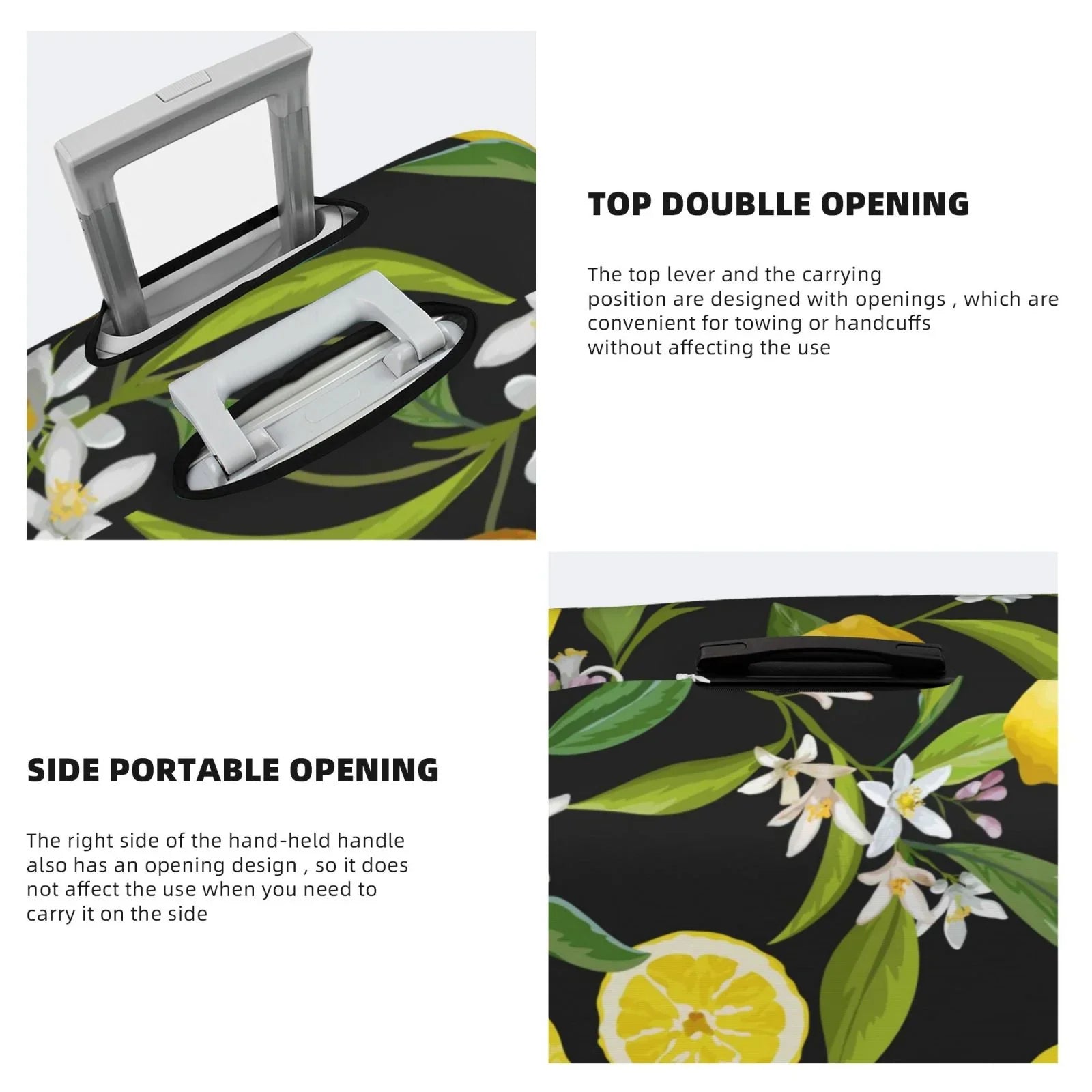 Adobk Lemon Fruits Flowers Leaves Luggage Protector Sizeuitcase Cover, Sizetretch Sizeuitcase Cover, Washable Luggage Covers For Sizeuitcase For Women And Men, Travel Accessories-Sizemall