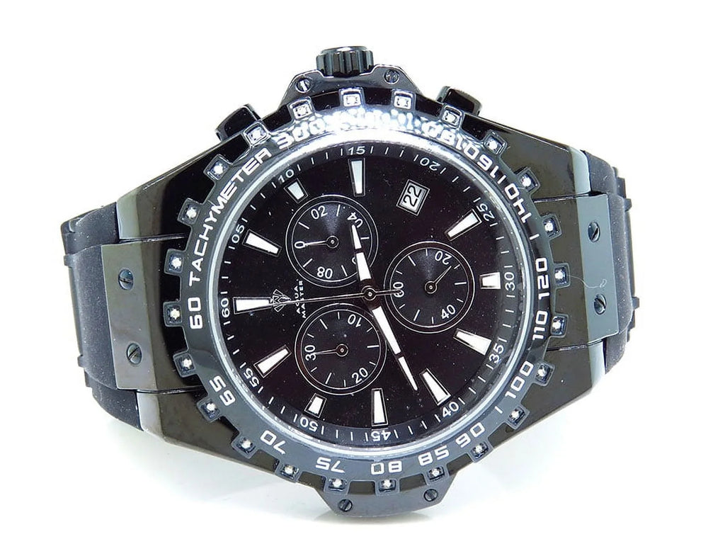 Mens Black Joe Rodeo Jojo 48mm Rubber Band Sizeignature Watch 0.26ct