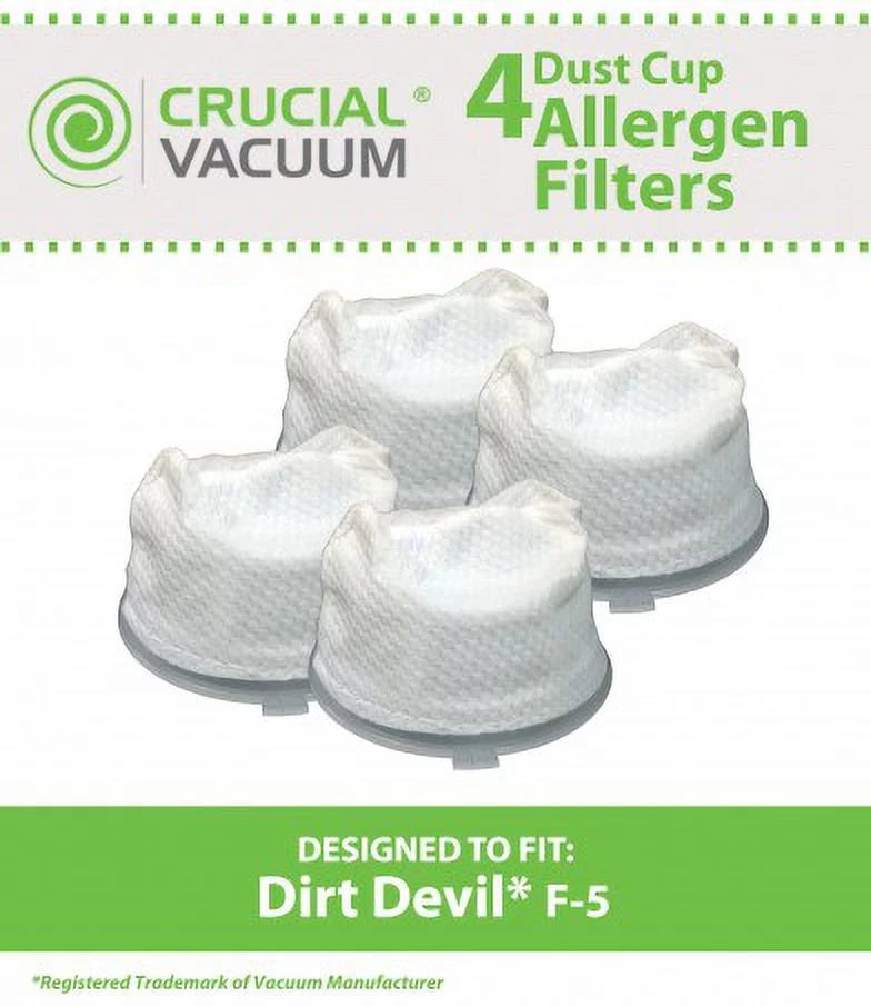4 Dirt Devil F5 Hand Vac Filters with Base, Part # 3DEA950001