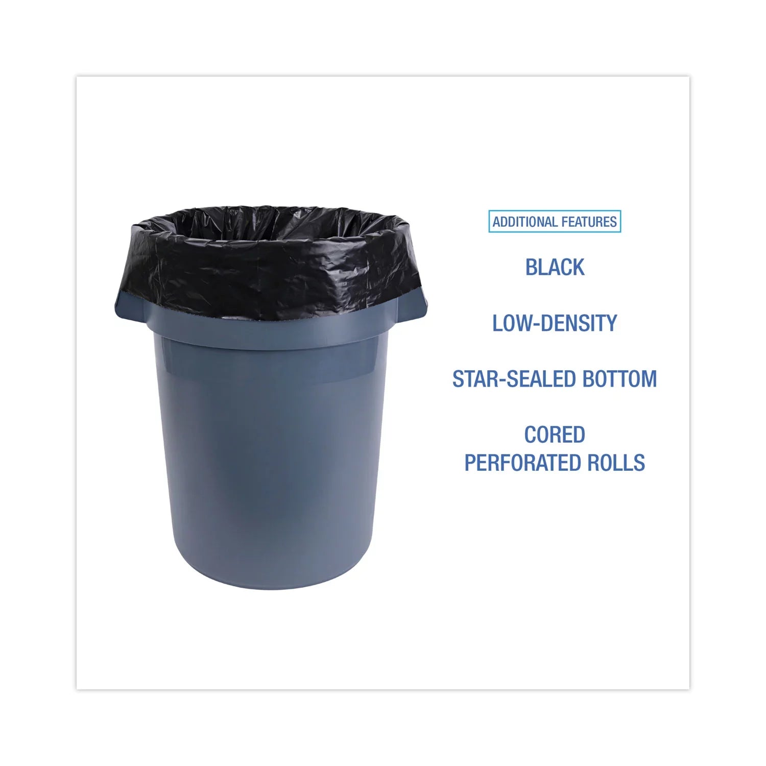 Boardwalk Industrial Drum Liners Rolls, 60 gal, 2.7 mil, 38 x 63, Black, 1 Roll of 50 Bags