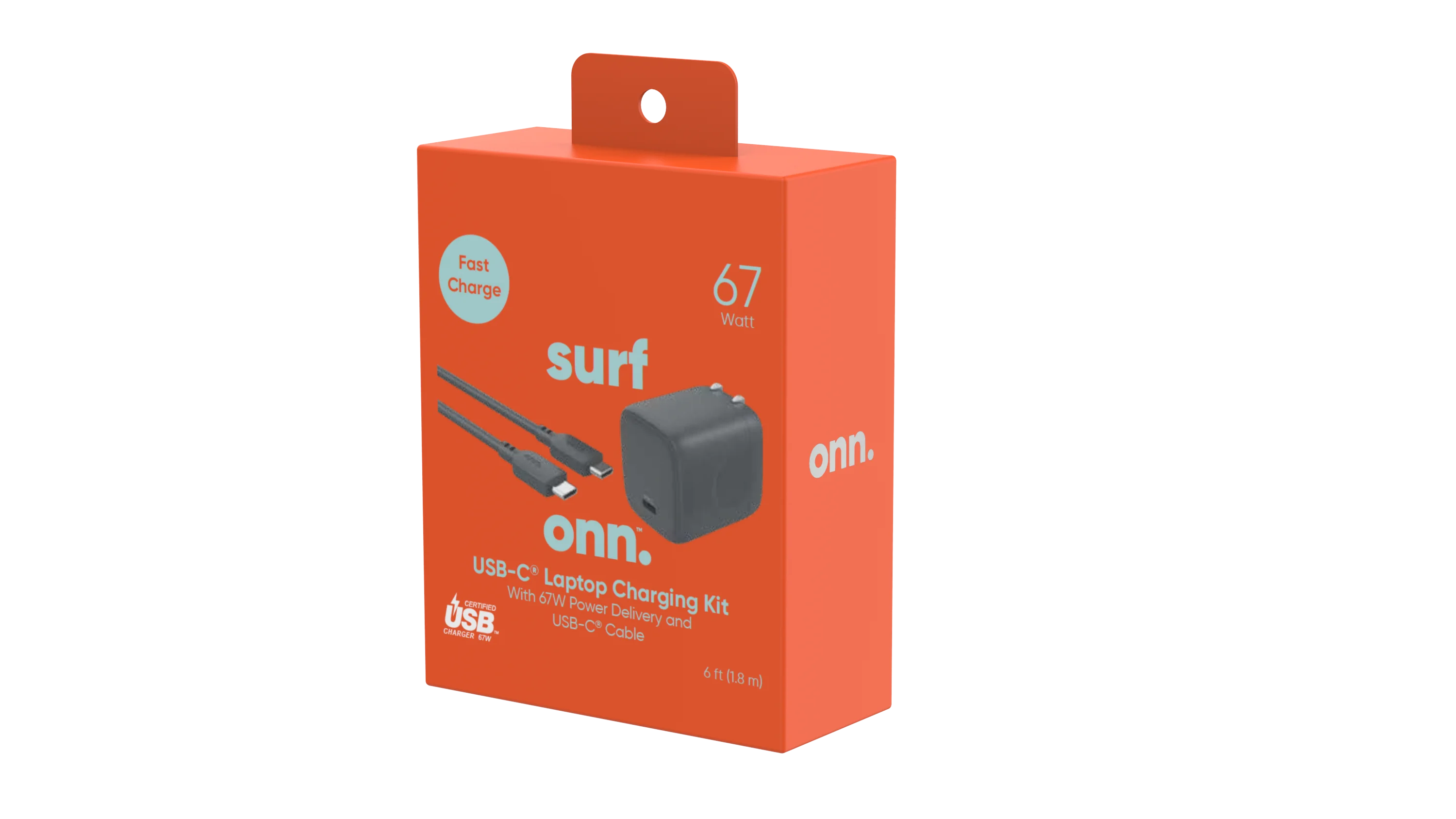 onn. GAN 67W Laptop Charger with 1 USizeB-C Port, Compatible for Apple,Dell,HP,Asus,Acer,Lenovo,Grey