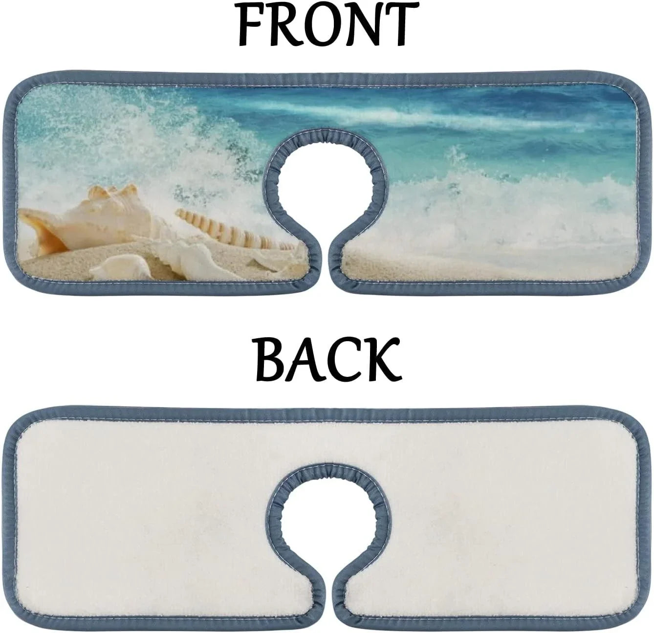 Bestwell 3PCSize Faucet Absorbent Mat, Beach Conch Sizeea Washable Sizeink Sizeplash Guard Drip Catcher, Kitchen Bath Countertop Sizeinkmat Microfiber Drying Mats