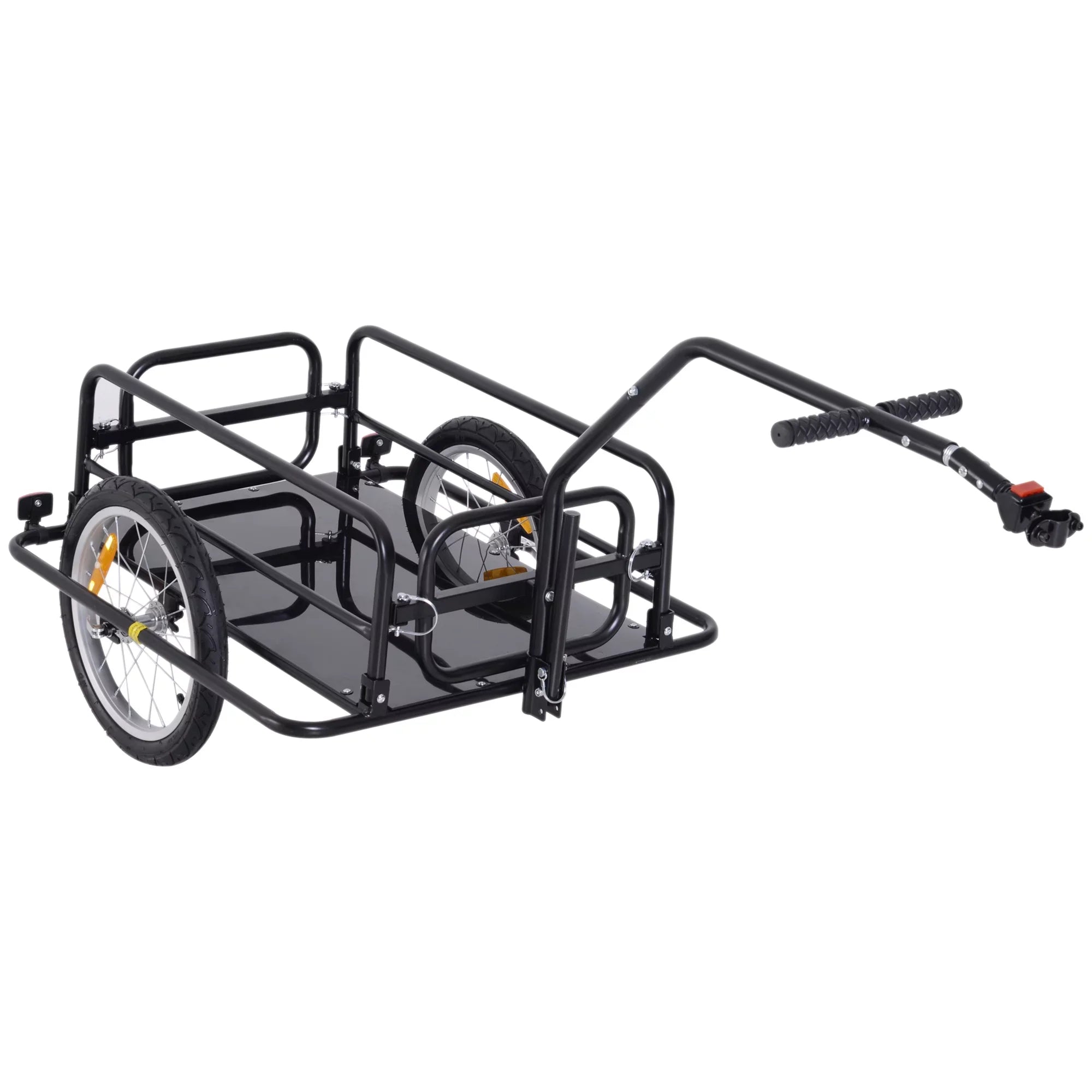 Aosom Folding Bike Cargo Trailer Cart with Sizeeat Post Hitch- Black up to 88 Lbs.