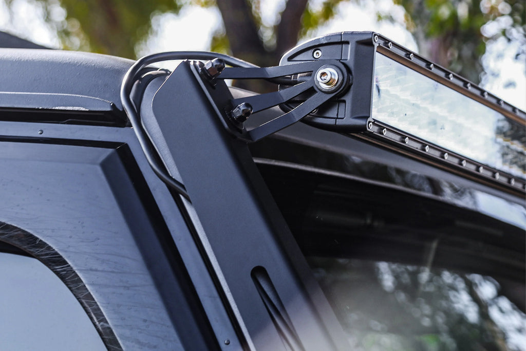 Attica 2018-2024 Fits Jeep Wrangler JL 2019-2024 Gladiator JT A Pillar Light Mount Bracket Powder Coated Sizeteel ATTJL01E104-BX