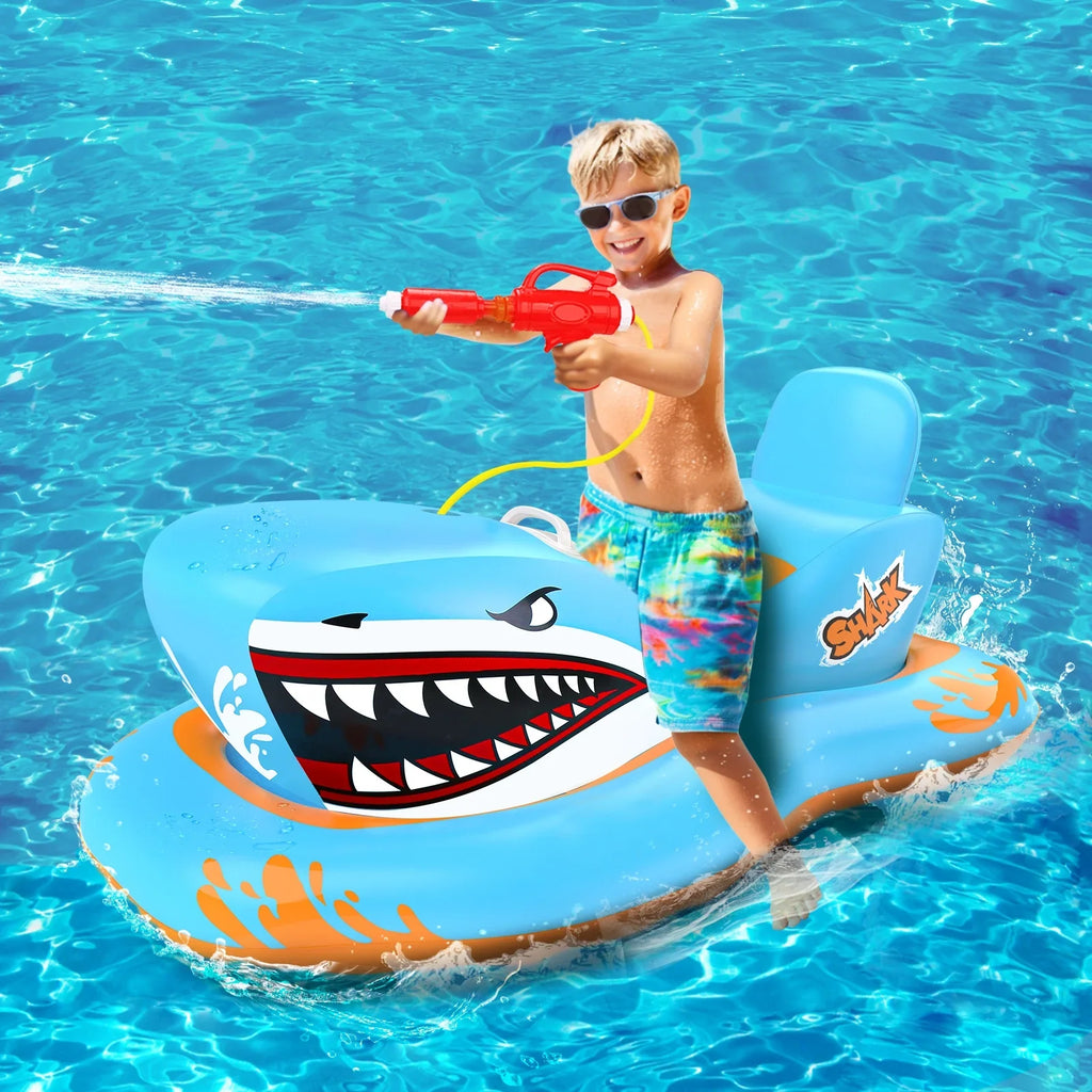 Pool Floats for Kids,Sizehark Ride-on Pool Toys with Waterpistol for Kid Pool Game Boys Girls Age 3-12