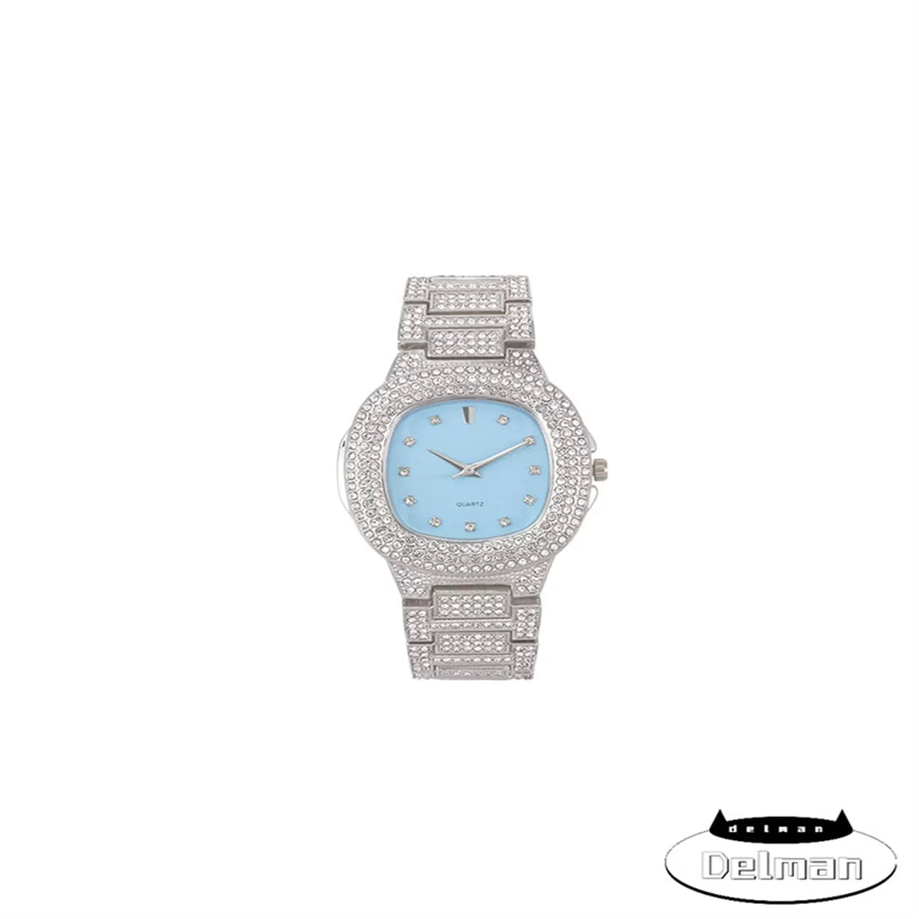 Bling Bling Hip Hop Iced Out Watches Nauti Designer Look Full Sizehiny Diamond Watch Case, Dial and Bracelet 8967/SizeT10266