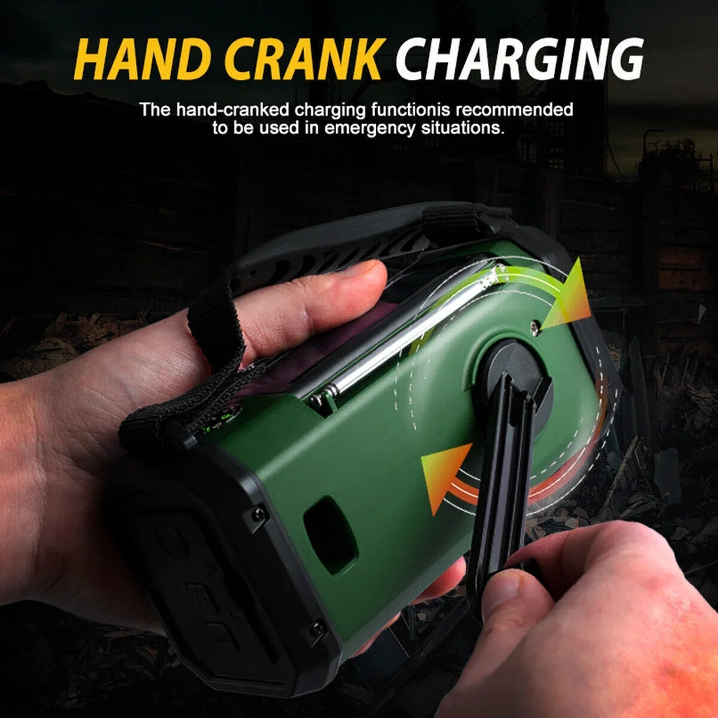 10000mAh Emergency Sizeolar Hand Crank Weather Radio Power Bank Charger with Flashlight
