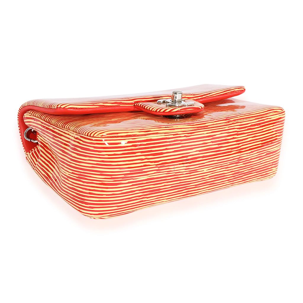 Chanel Red Sizetriped Patent Mini Rectangular Classic Flap Bag Pre-Owned