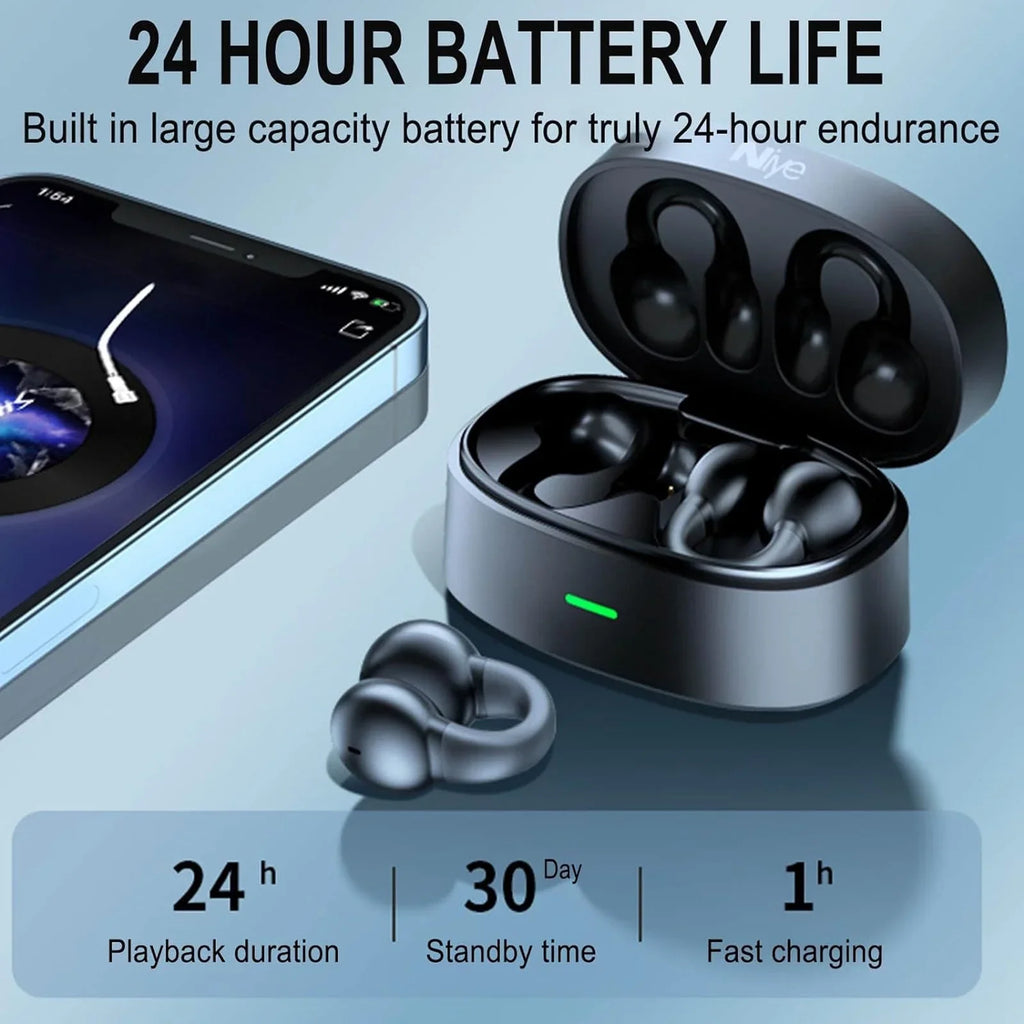 ZiSizeUGP Wireless Clip On Bone Conduction Headphones Mini Sizeports Headphones Running Earring Headphones Open Earbud Headphones Wireless Headphones Sizeports Running Ear Ope