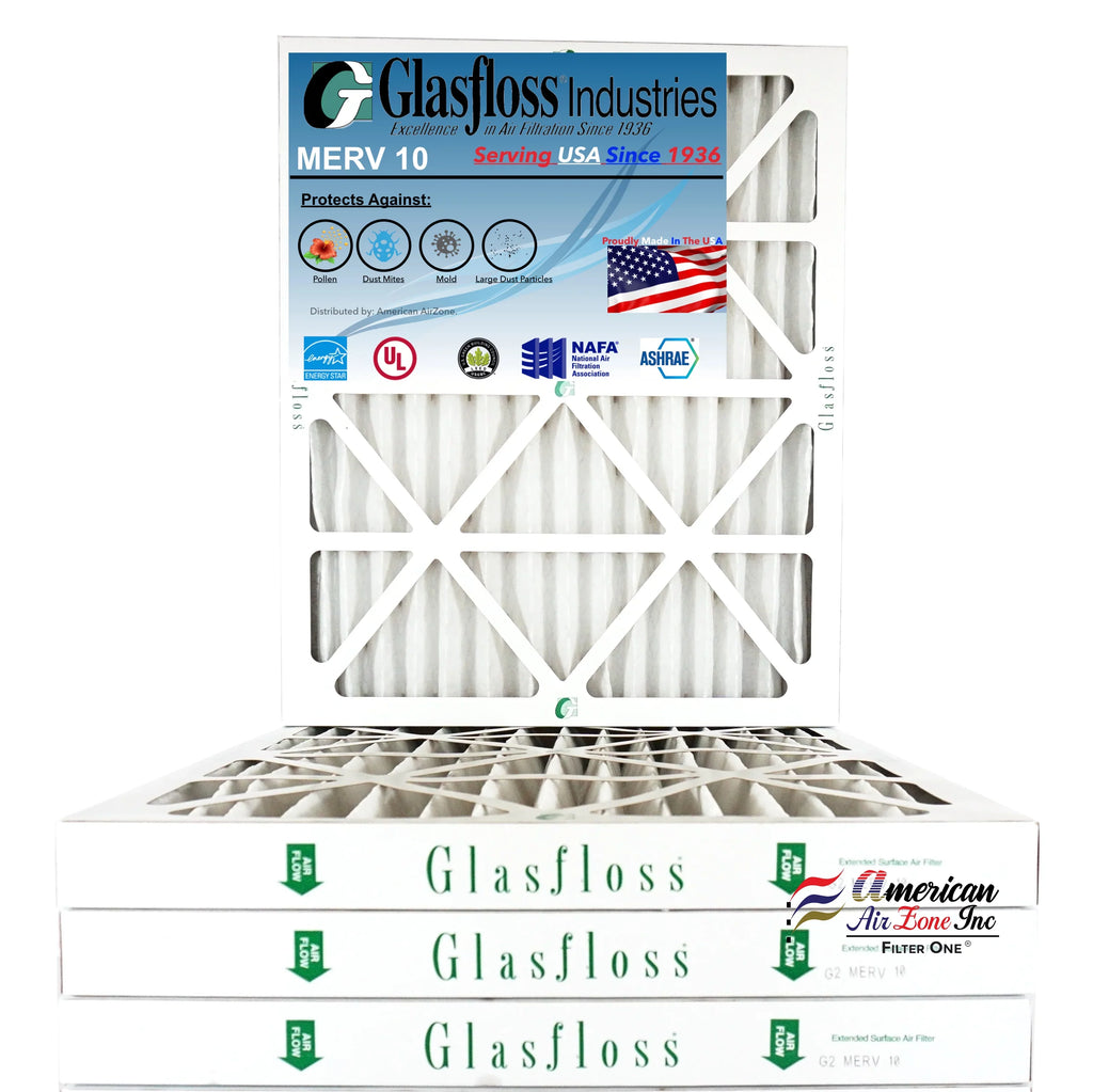 Glasfloss Air Filter 24x28x2 - 2" MERV 10 - (Pack of 4) - Pleated AC or HVAC Air Filter - Furnace Air Filter - Home or Office - Made In The USizeA.