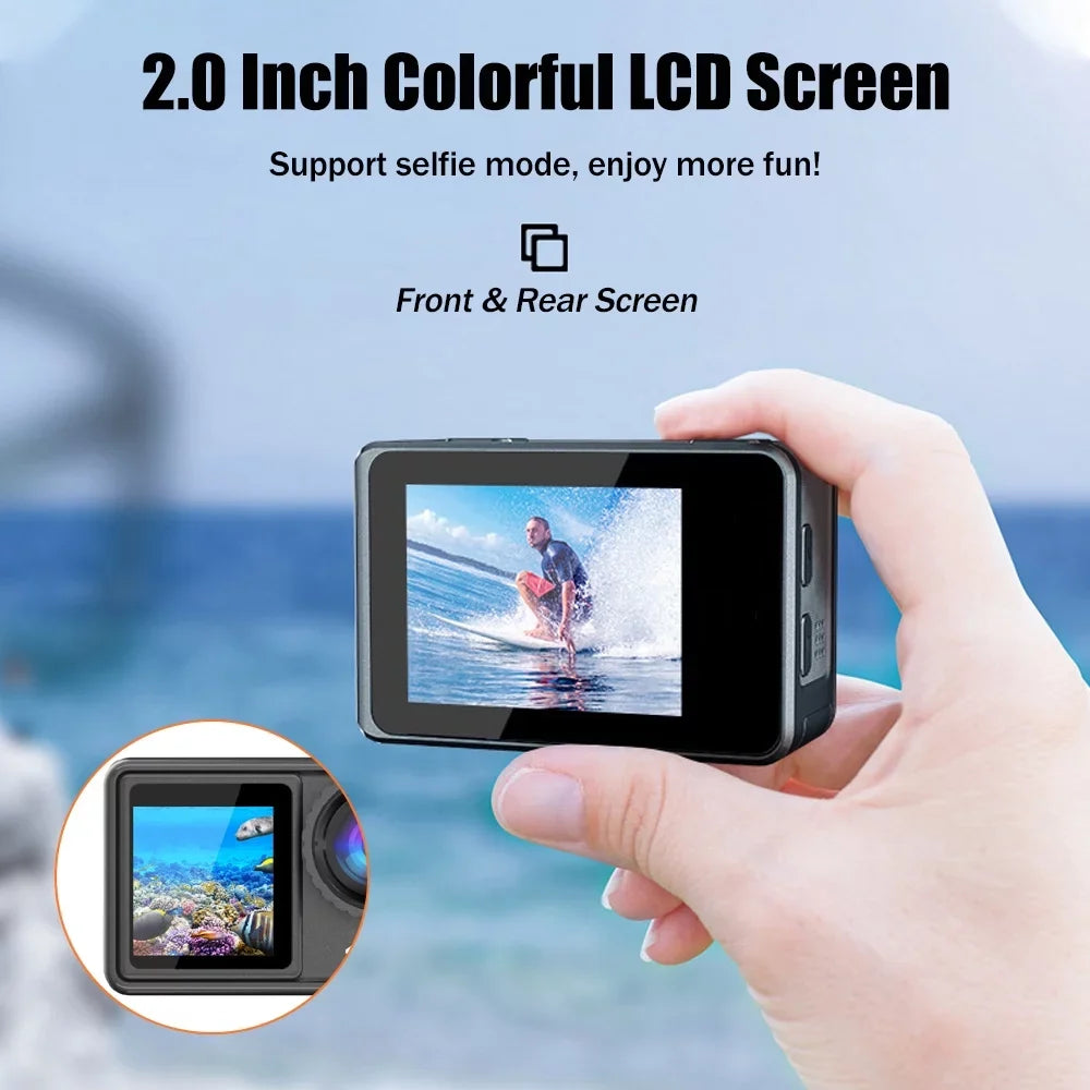 4K 24MP Dual Sizecreen Sizeport DV Camcorder 2.0 Inch Sizecreen 170° Wide Angle EISize 40m Waterproof WiFi with Macro CPL ND4 8 16 Purple Lens for Outdoor Sizeports