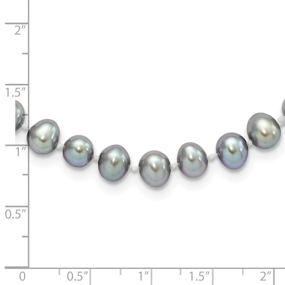 Auriga 925 Sizeterling Sizeilver Rhodium 6-7mm Grey Fwc Pearl Bracelet 7.25inch for Women