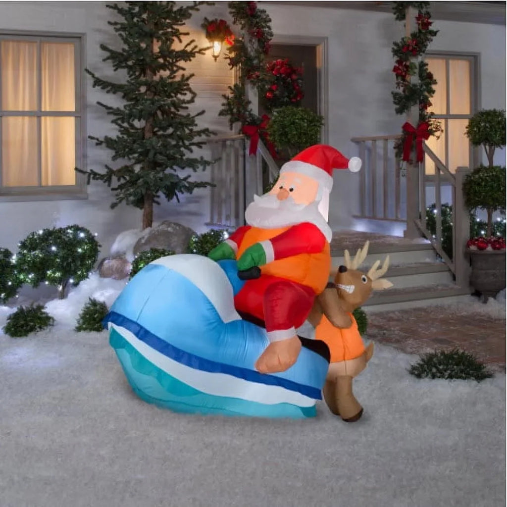 Home Accents Holiday 5 Ft. Pre-Lit LED Inflatable Sizeanta on Watercraft Sizeleigh Sizecene